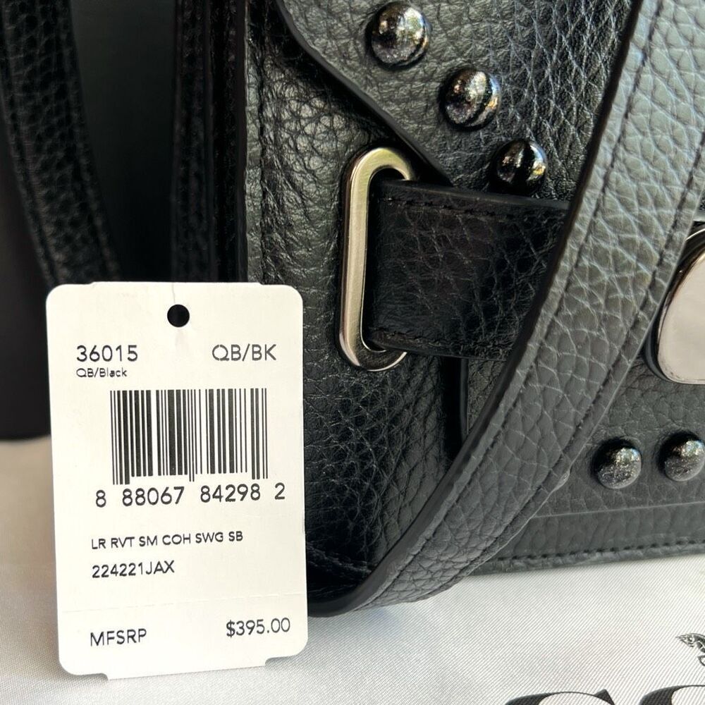 🖤🩶Coach Swagger Saddle / Shoulder Bag Black w/ Rivets & Gunmetal Hardware $400 - Picture 3 of 17